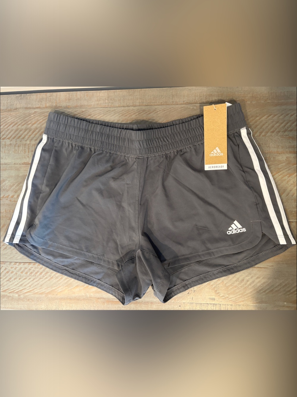Women’s adidas Gray Aeroready Athletic Shorts with Logo (Sz M)